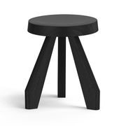 Bel Round Solid Oak Table Stool | Black gallery detail image