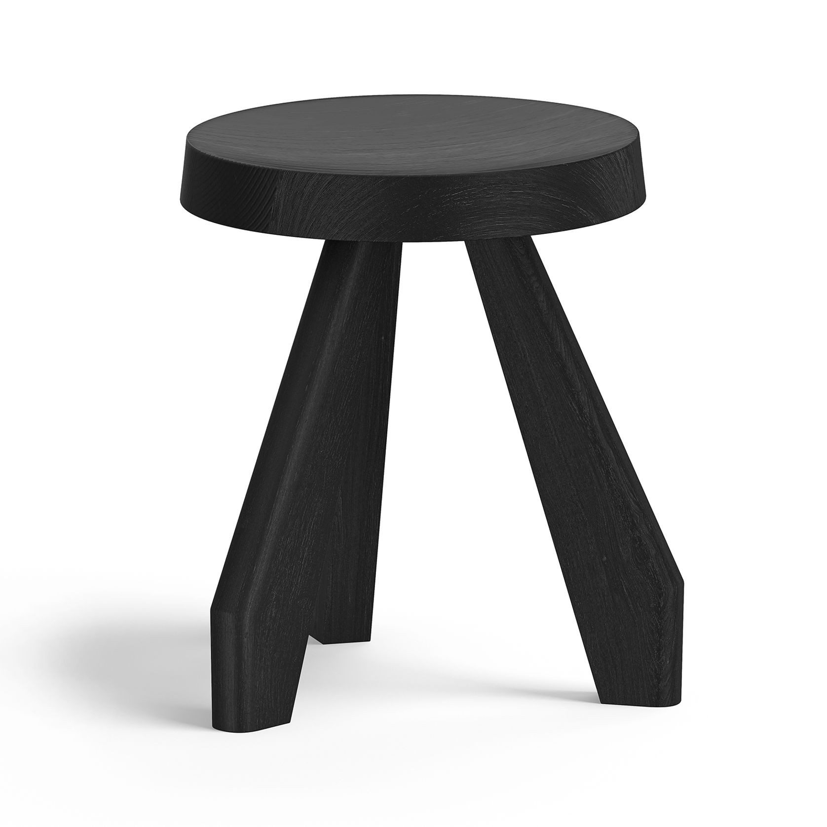 Bel Round Solid Oak Table Stool | Black gallery detail image