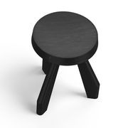 Bel Round Solid Oak Table Stool | Black gallery detail image