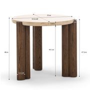 Amaya 55cm Travertine Round Side Table | Cream & Brown Oak gallery detail image