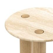 Ayra 45cm Round Travertine Side Table | Cream & Natural Oak gallery detail image