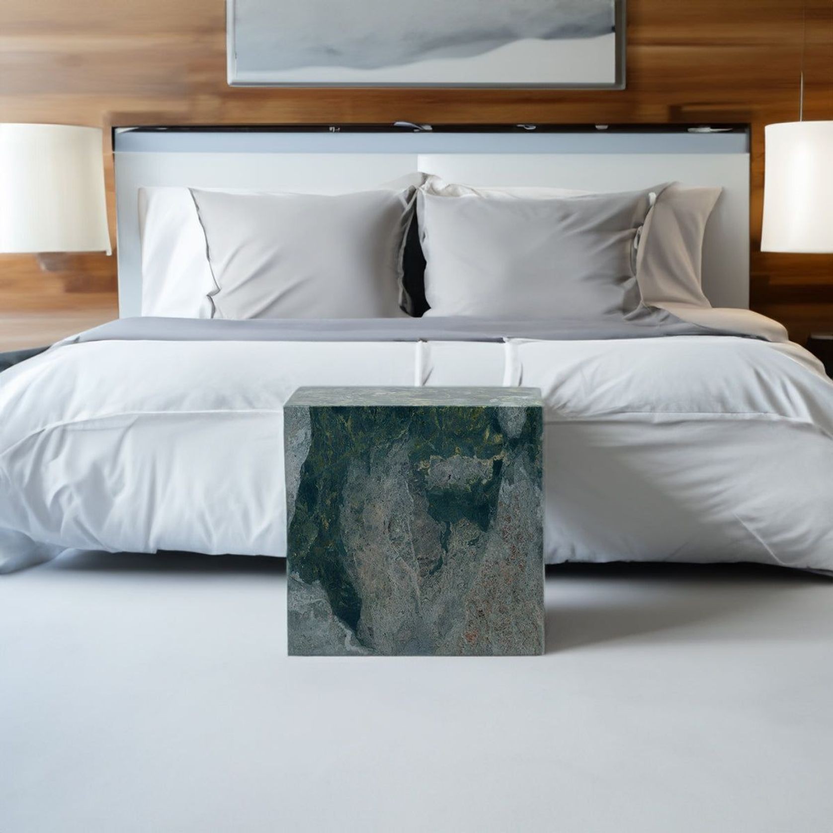 Cube Side Table - Green Marble | Natural Stone Co. gallery detail image
