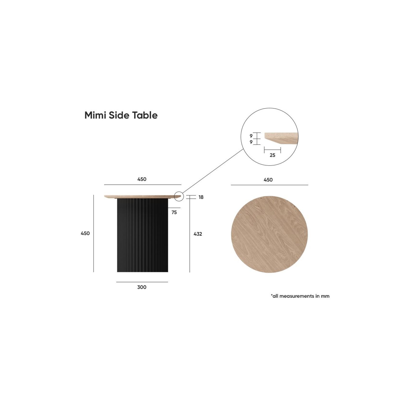 Mimi Side Table - White - Natural gallery detail image