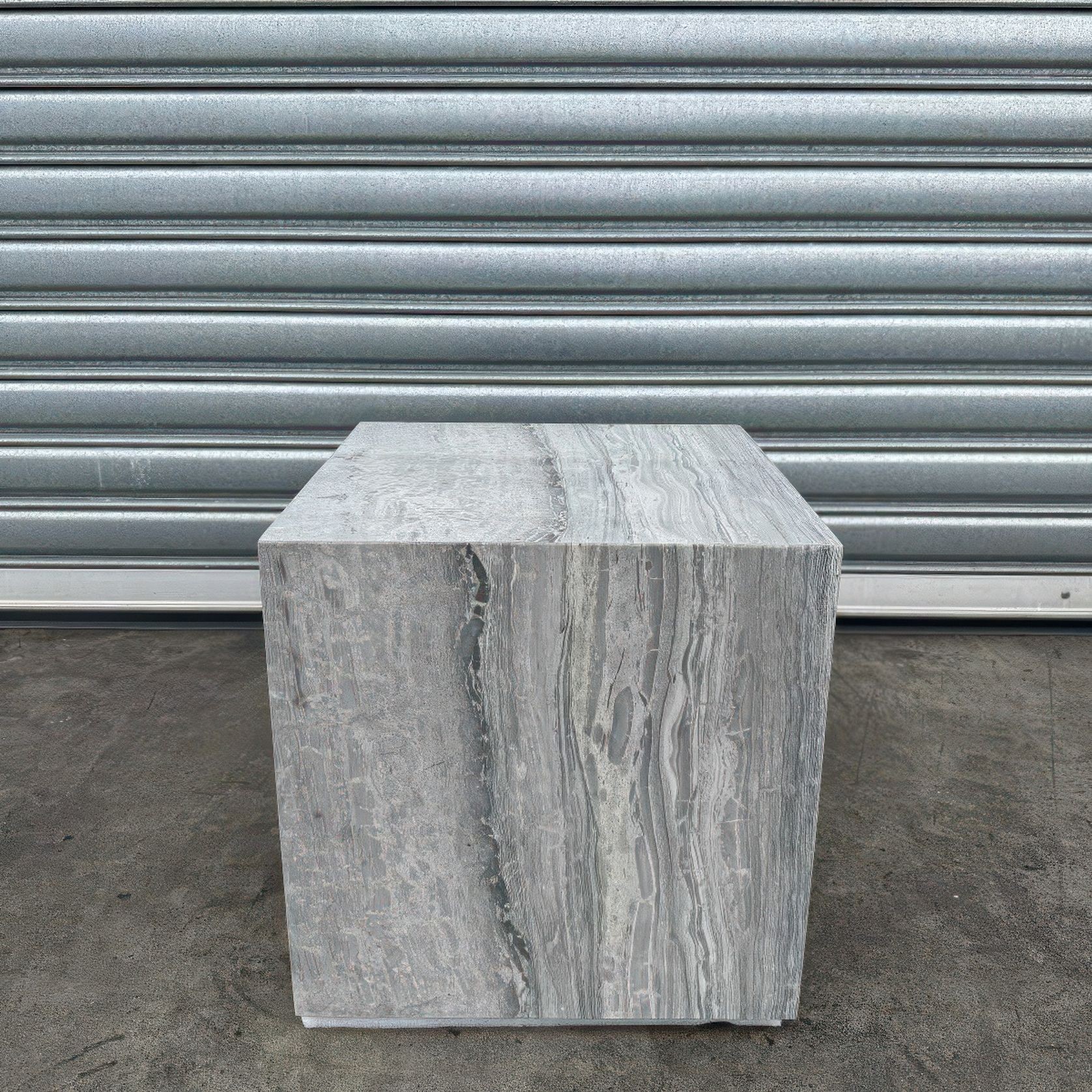 Cube Side Table-White Latte Marble | Natural Stone Co. gallery detail image