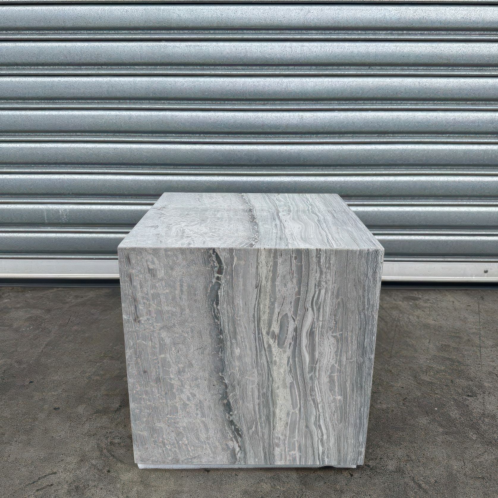 Cube Side Table-Vein Cut Blue Travertine | Natural Stone Co. gallery detail image