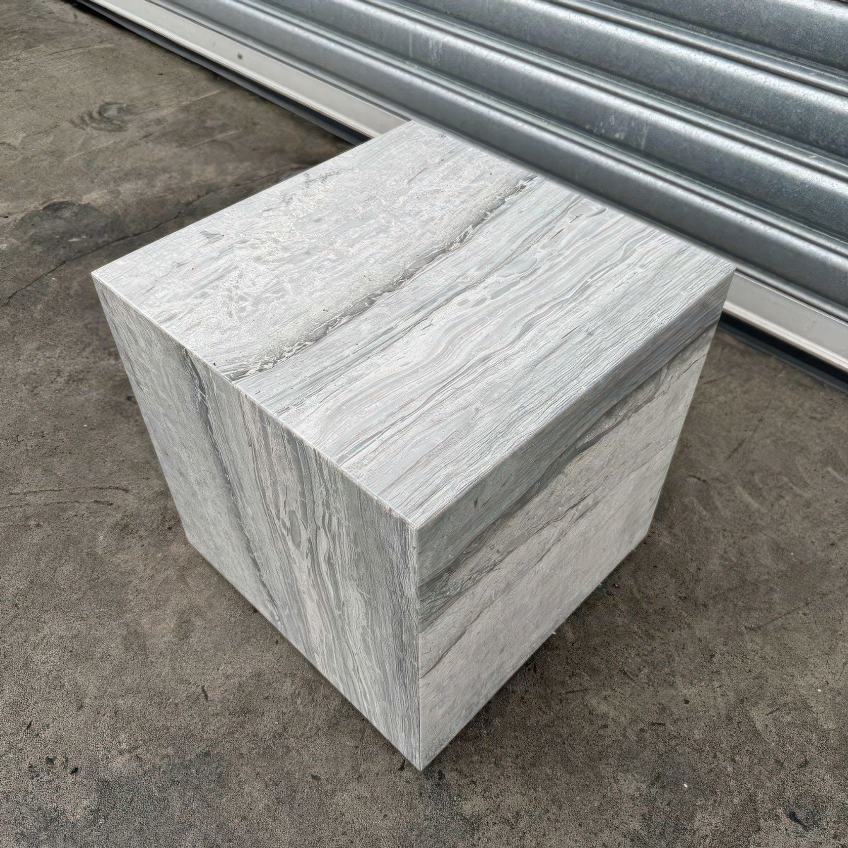 Cube Side Table-Vein Cut Blue Travertine | Natural Stone Co. gallery detail image
