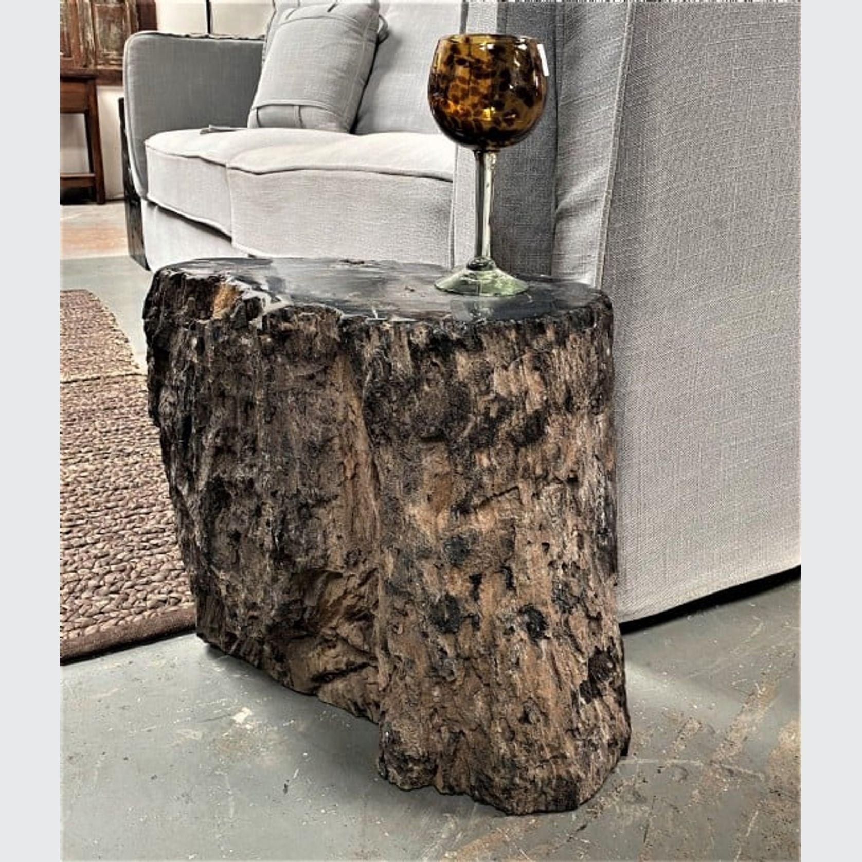 Petrified Wood Occasional Side Table Rustic gallery detail image