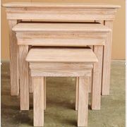 French Rustic Solid Oak Nest of Tables gallery detail image