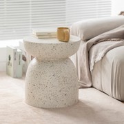 Pedestal Side Table - Fleck White gallery detail image