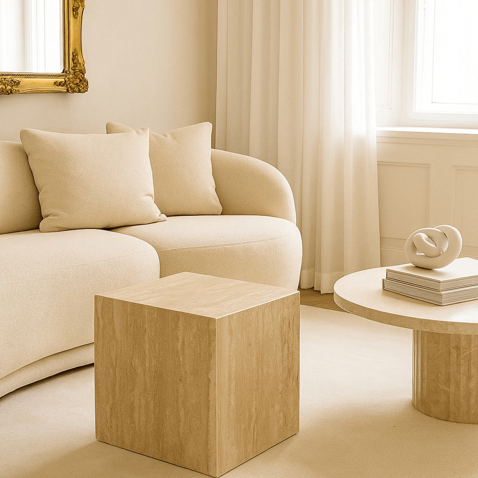 Cube Side Table - Travertine | Natural Stone Co. gallery detail image