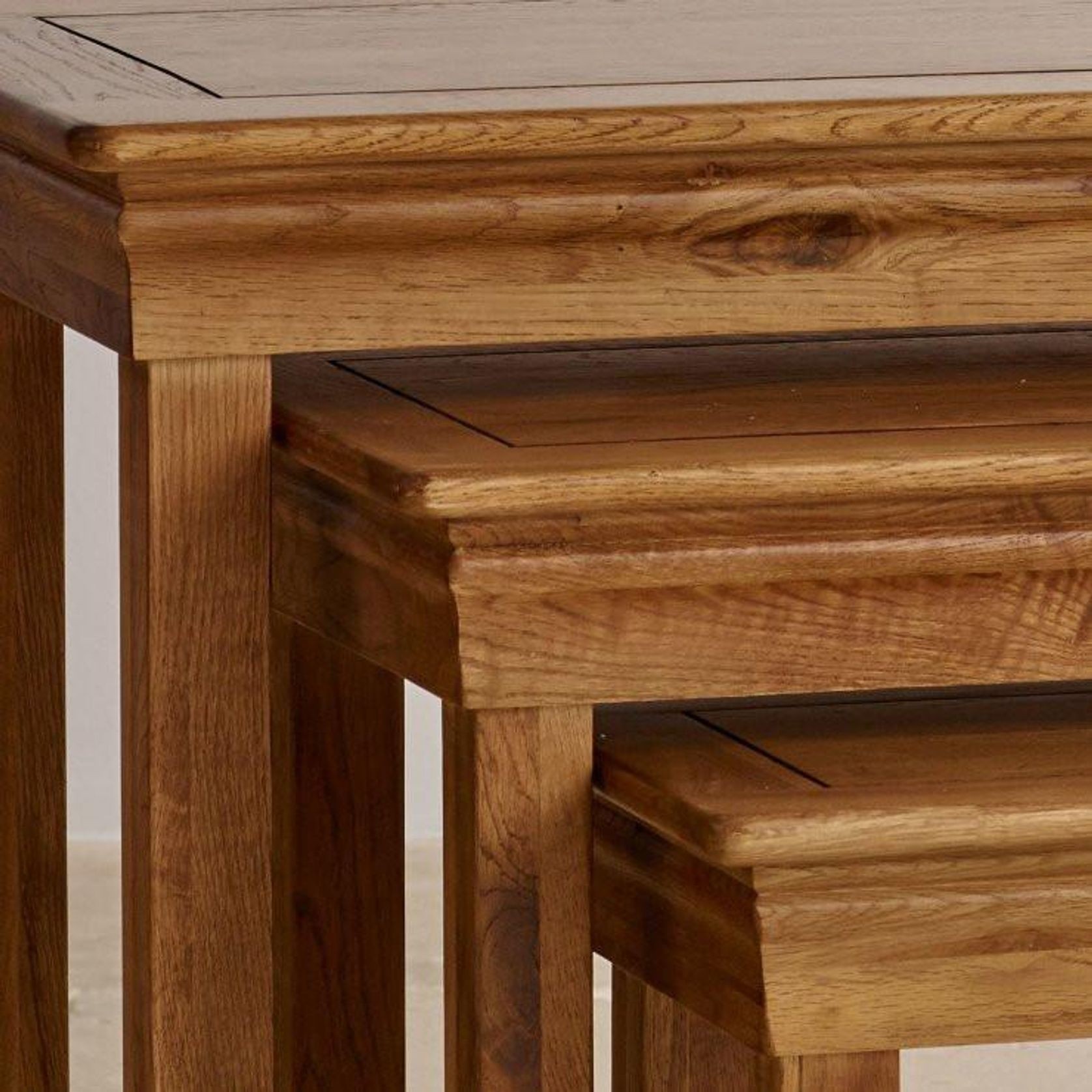 French Rustic Solid Oak Nest of Tables gallery detail image