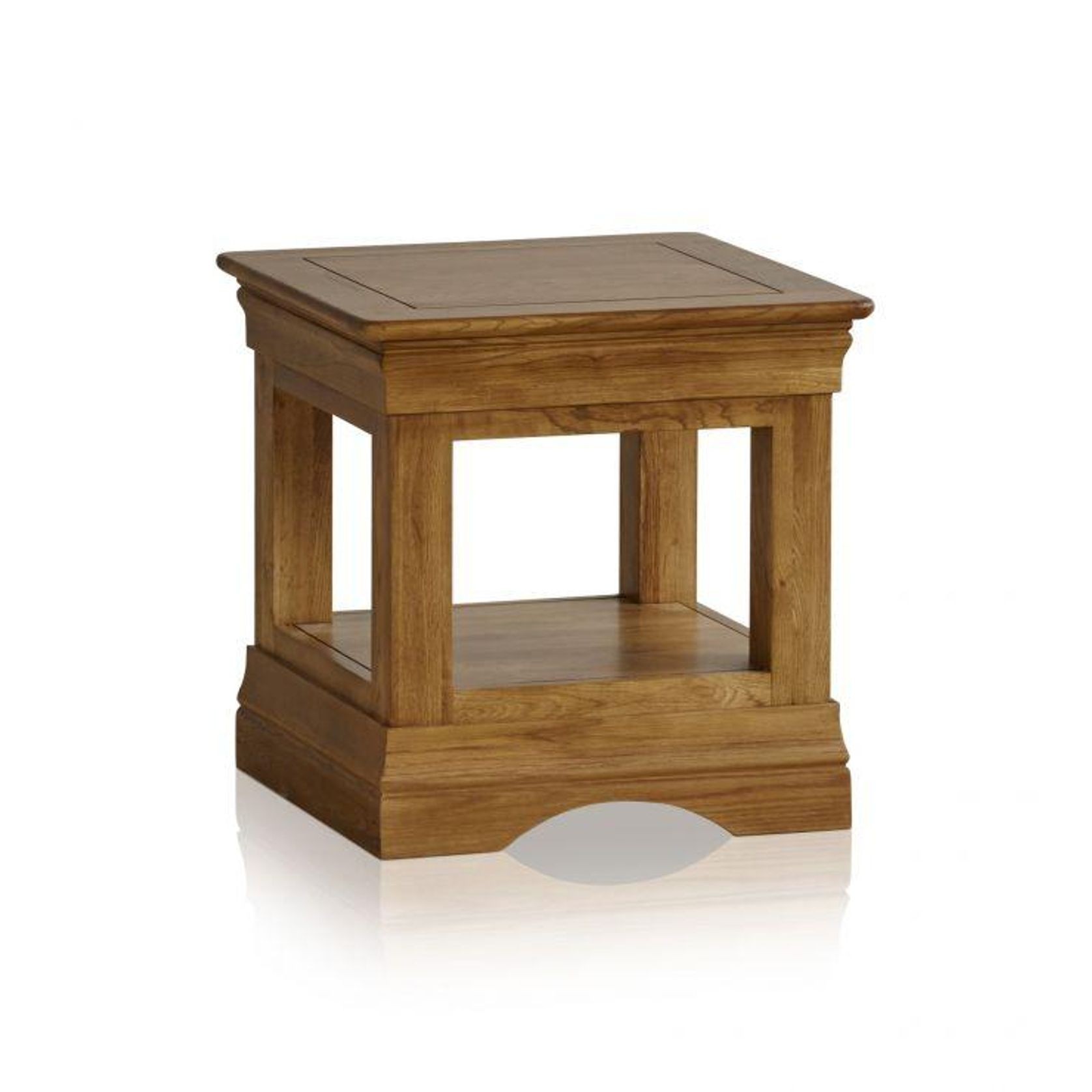 French Rustic Solid Oak Square Lamp Table gallery detail image