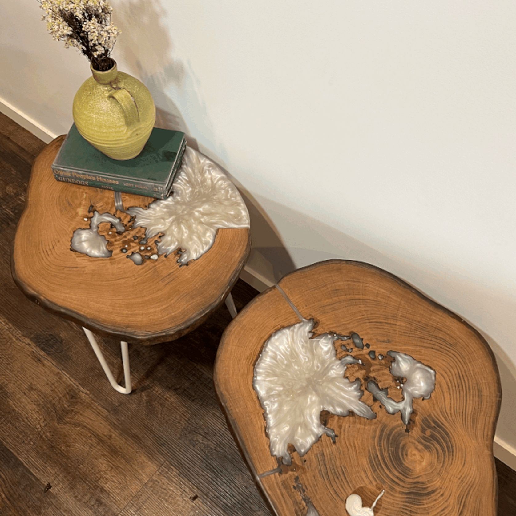 Bespoke Side Tables — Macrocarpa & Epoxy gallery detail image