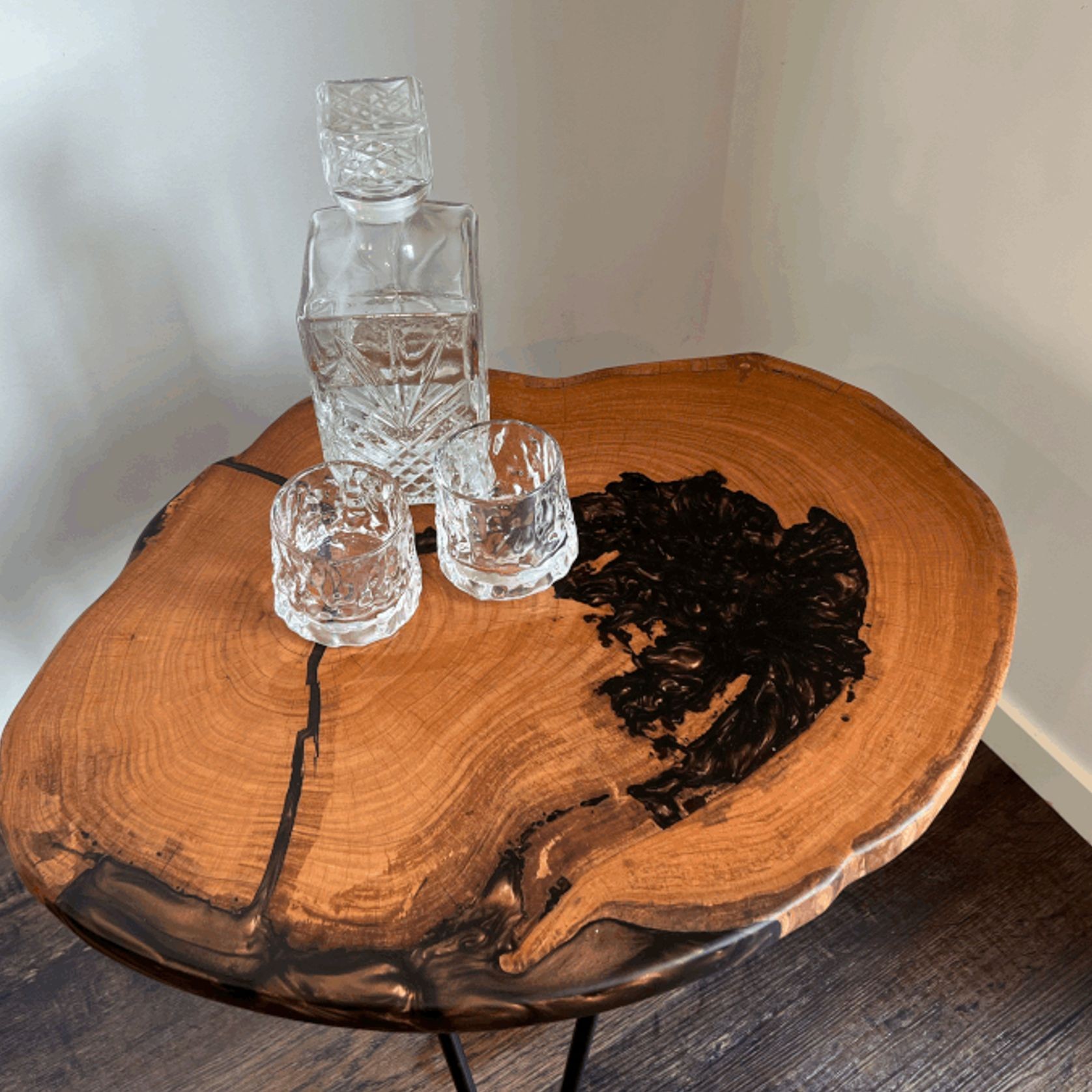 Bespoke Side Tables — Macrocarpa & Epoxy gallery detail image