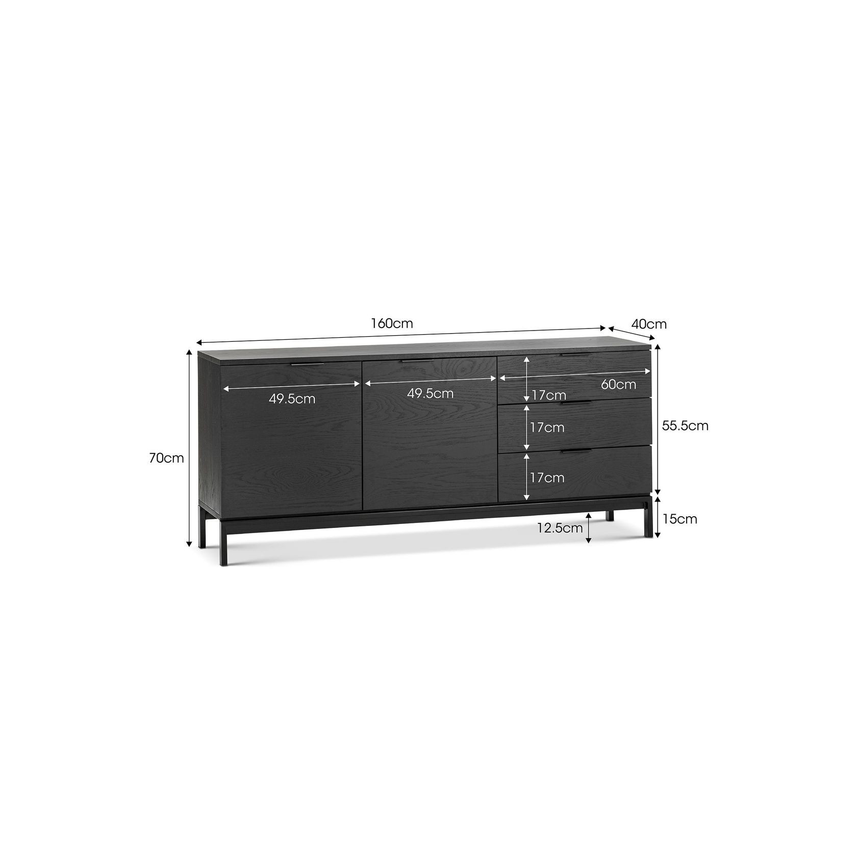 Macy Oak Sideboard Buffet | Black gallery detail image