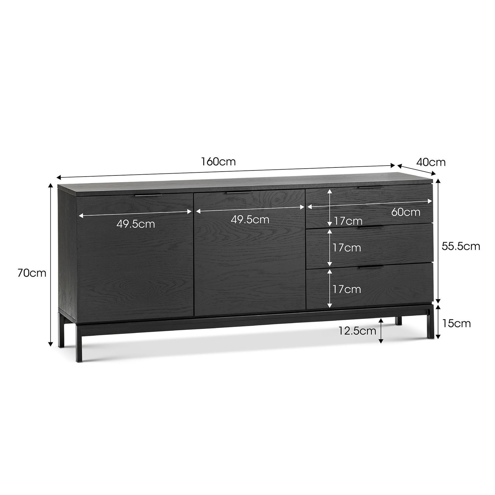 Macy Oak Sideboard Buffet | Black gallery detail image