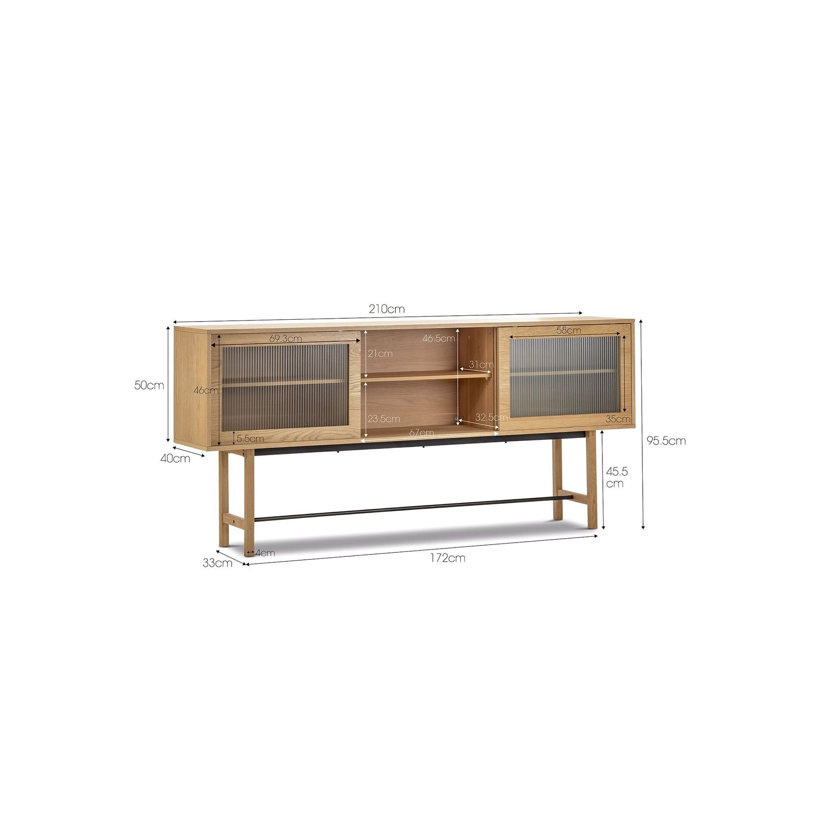 Arae Fluted Glass Sideboard | Natural Oak gallery detail image