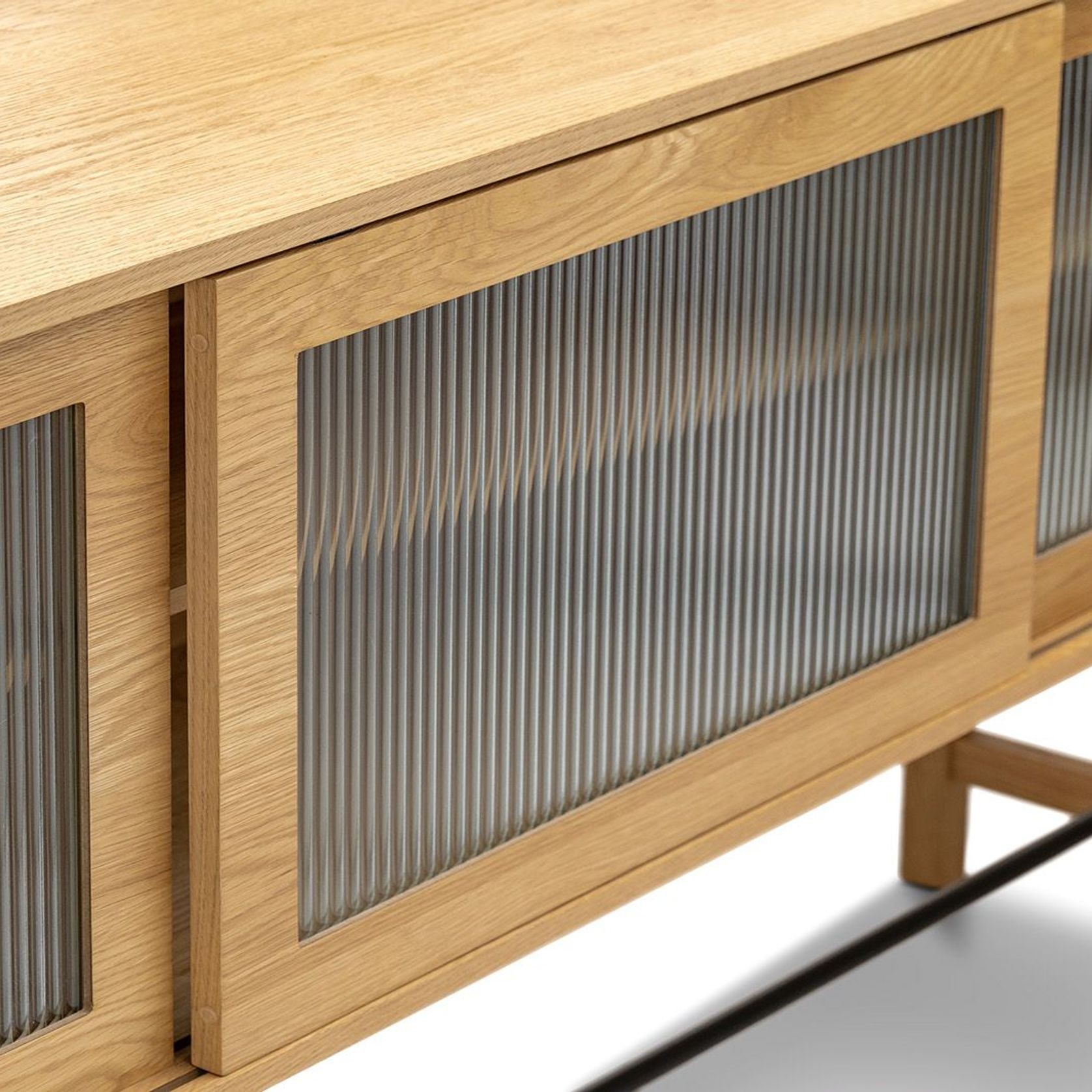 Arae Fluted Glass Sideboard | Natural Oak gallery detail image