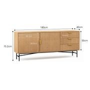 Kina Ripple Slatted Sideboard | 180cm | Natural Oak gallery detail image