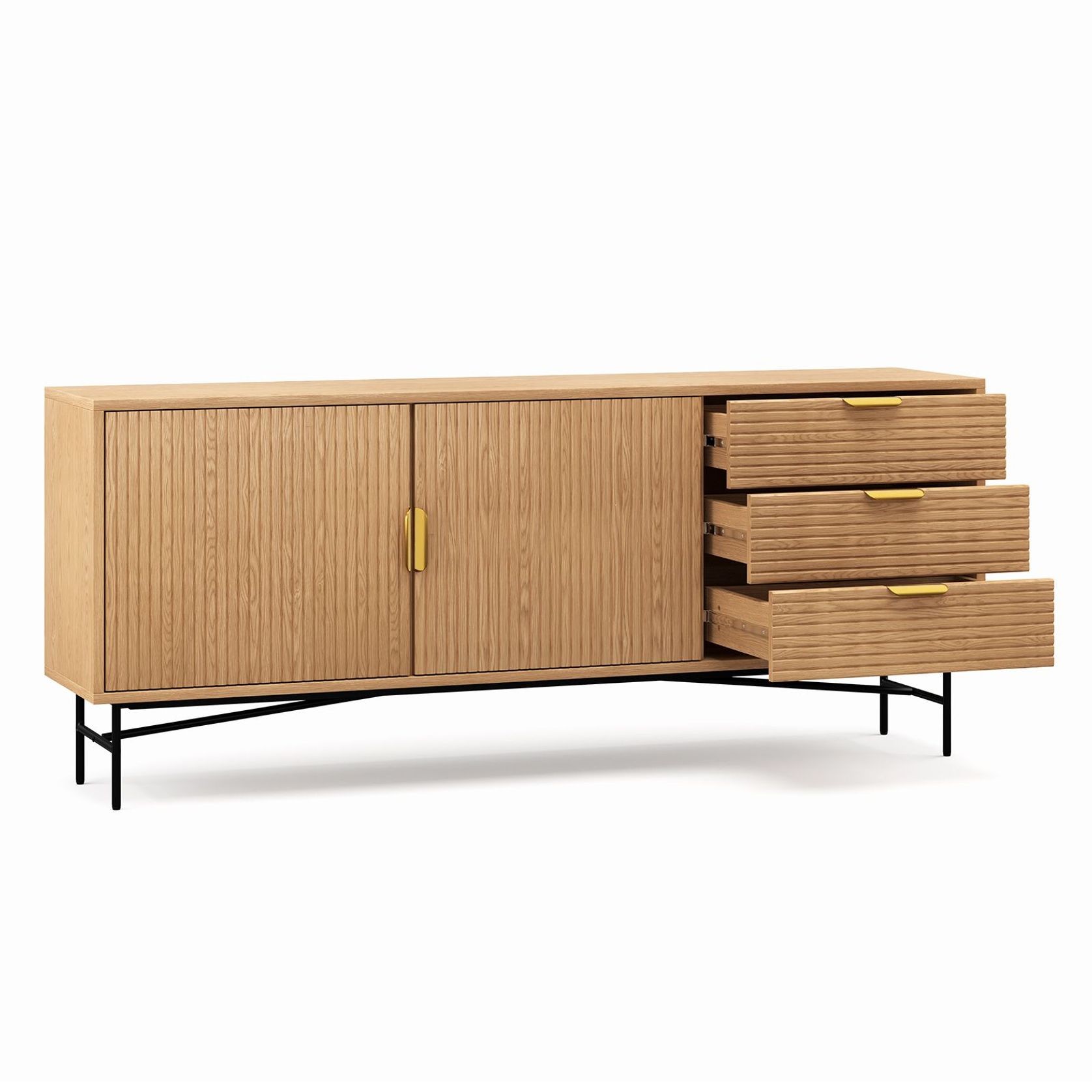 Kina Ripple Slatted Sideboard | 180cm | Natural Oak gallery detail image