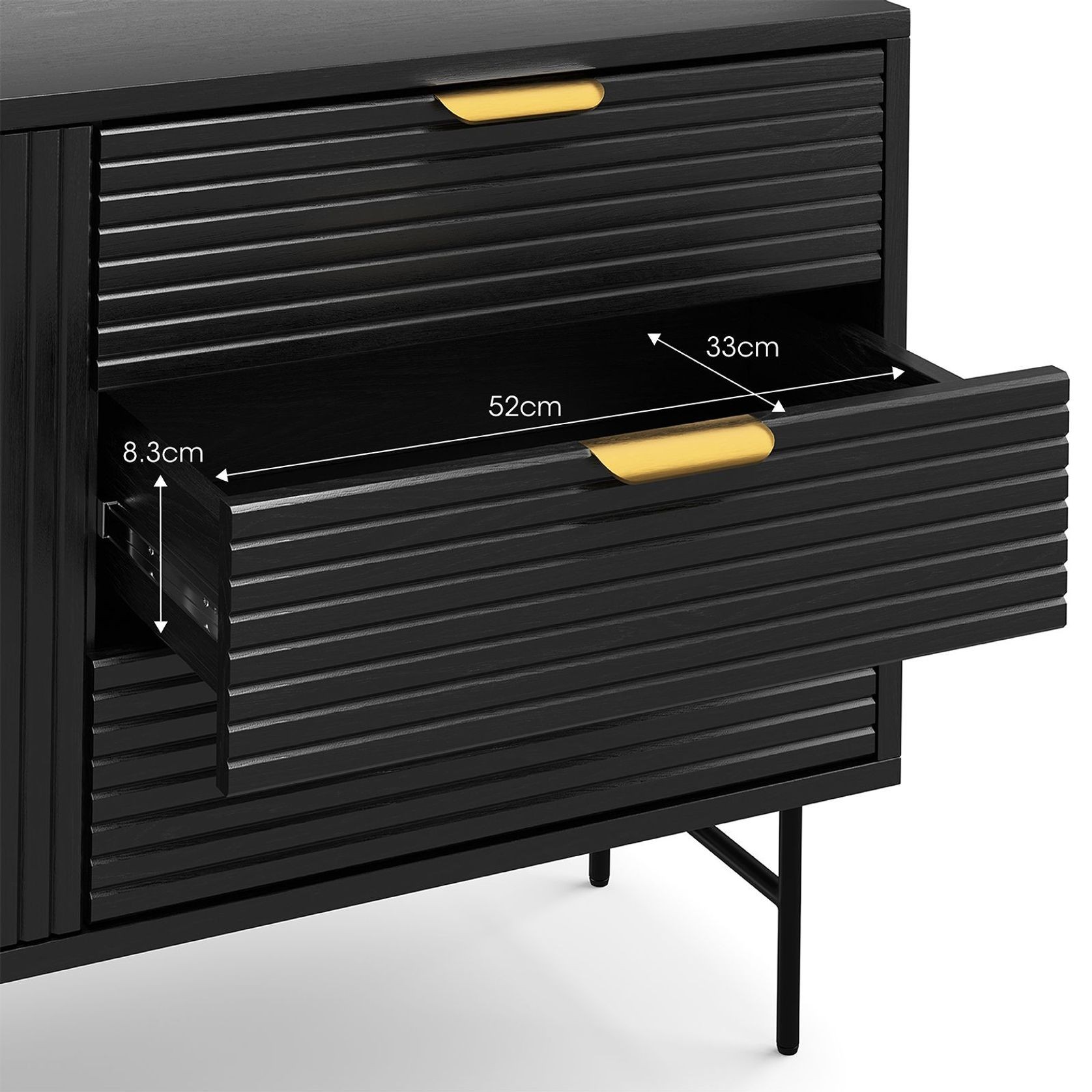 Kina Ripple Slatted Sideboard | 180cm | Black Oak gallery detail image