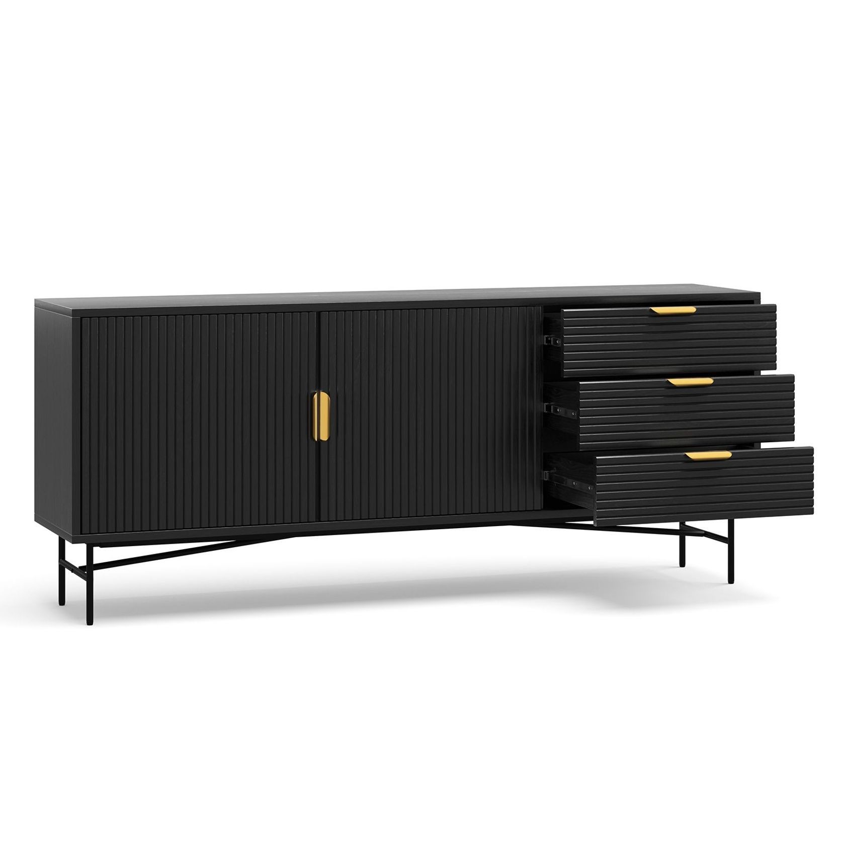 Kina Ripple Slatted Sideboard | 180cm | Black Oak gallery detail image