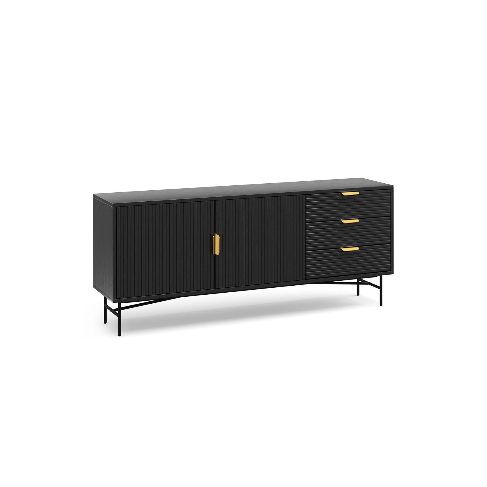 Kina Ripple Slatted Sideboard | 180cm | Black Oak gallery detail image