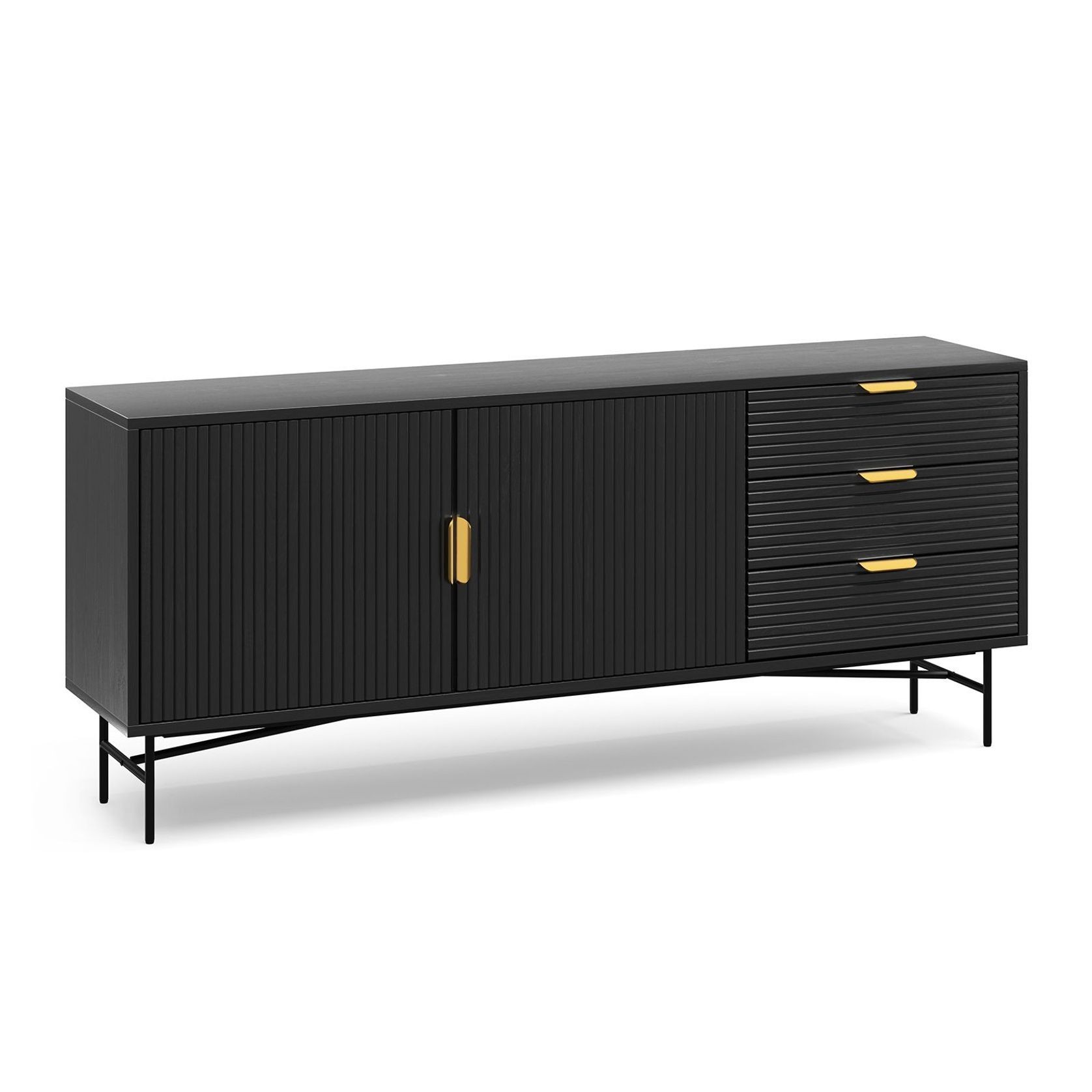 Kina Ripple Slatted Sideboard | 180cm | Black Oak gallery detail image