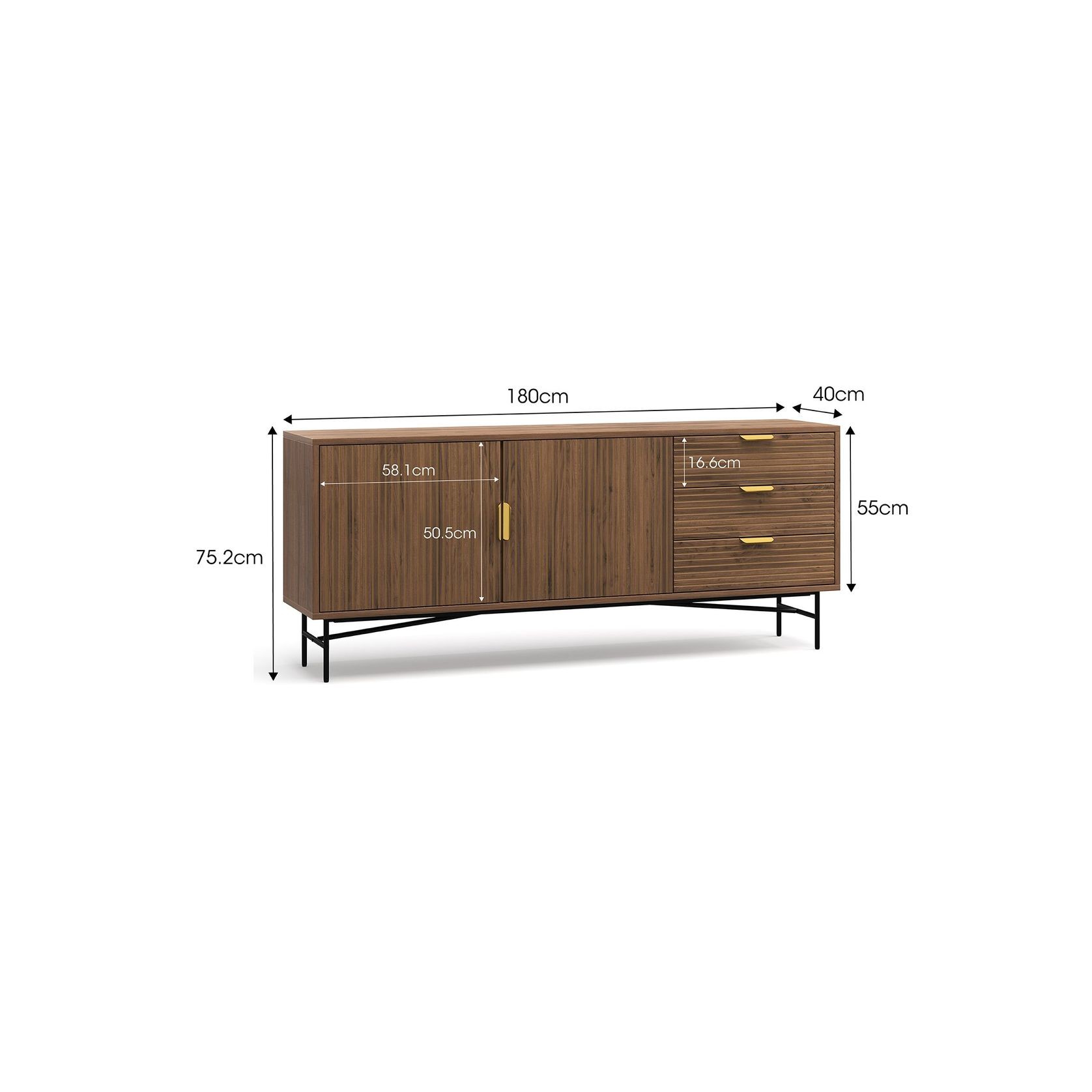 Kina Ripple Slatted Sideboard | 180cm | Light Walnut gallery detail image