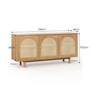 Cove 3 Door Rattan Arch Sideboard Buffet | Natural Oak gallery detail image