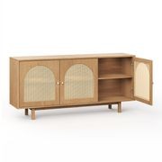 Cove 3 Door Rattan Arch Sideboard Buffet | Natural Oak gallery detail image