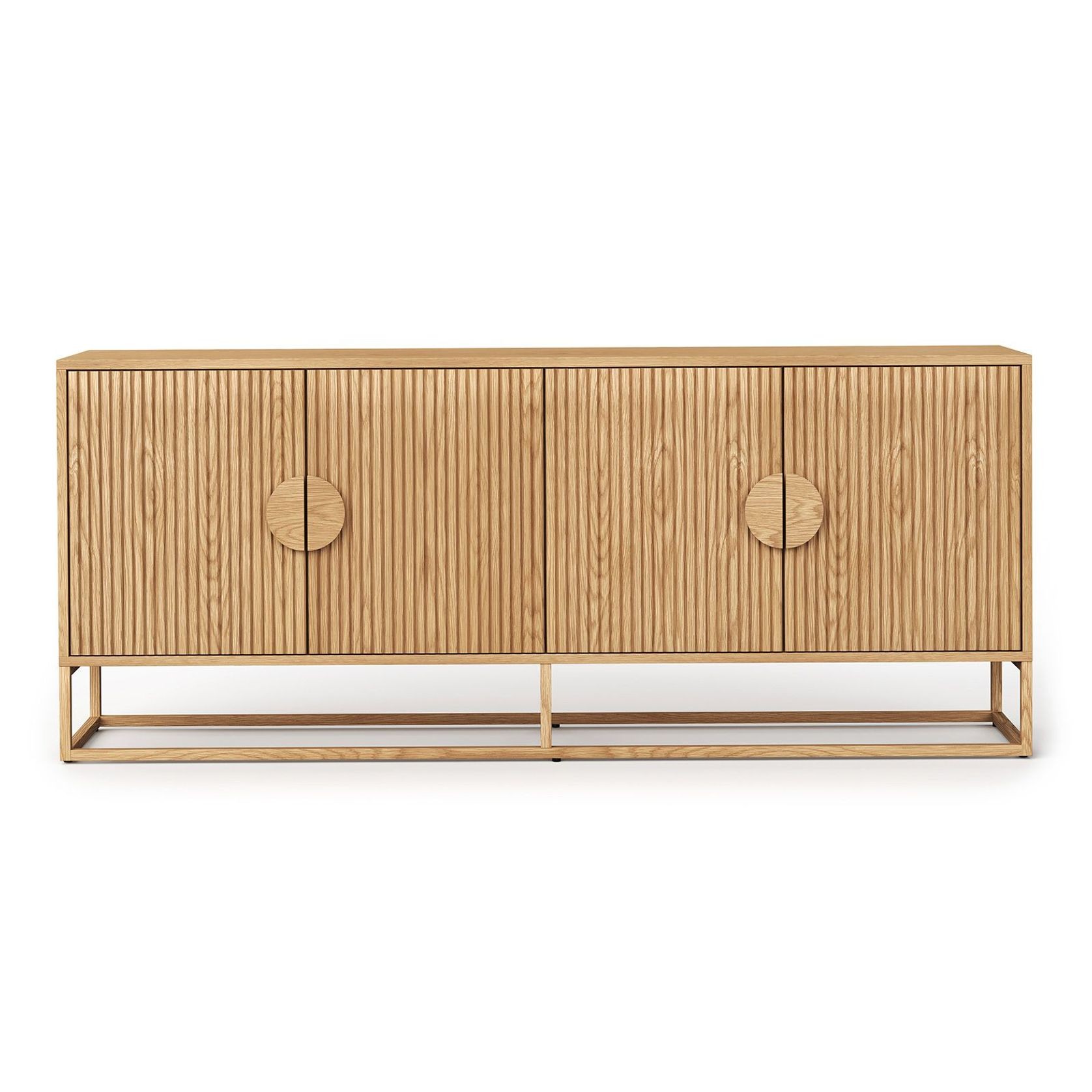 Braxton Ripple Slatted Sideboard | 180cm | Natural Oak gallery detail image