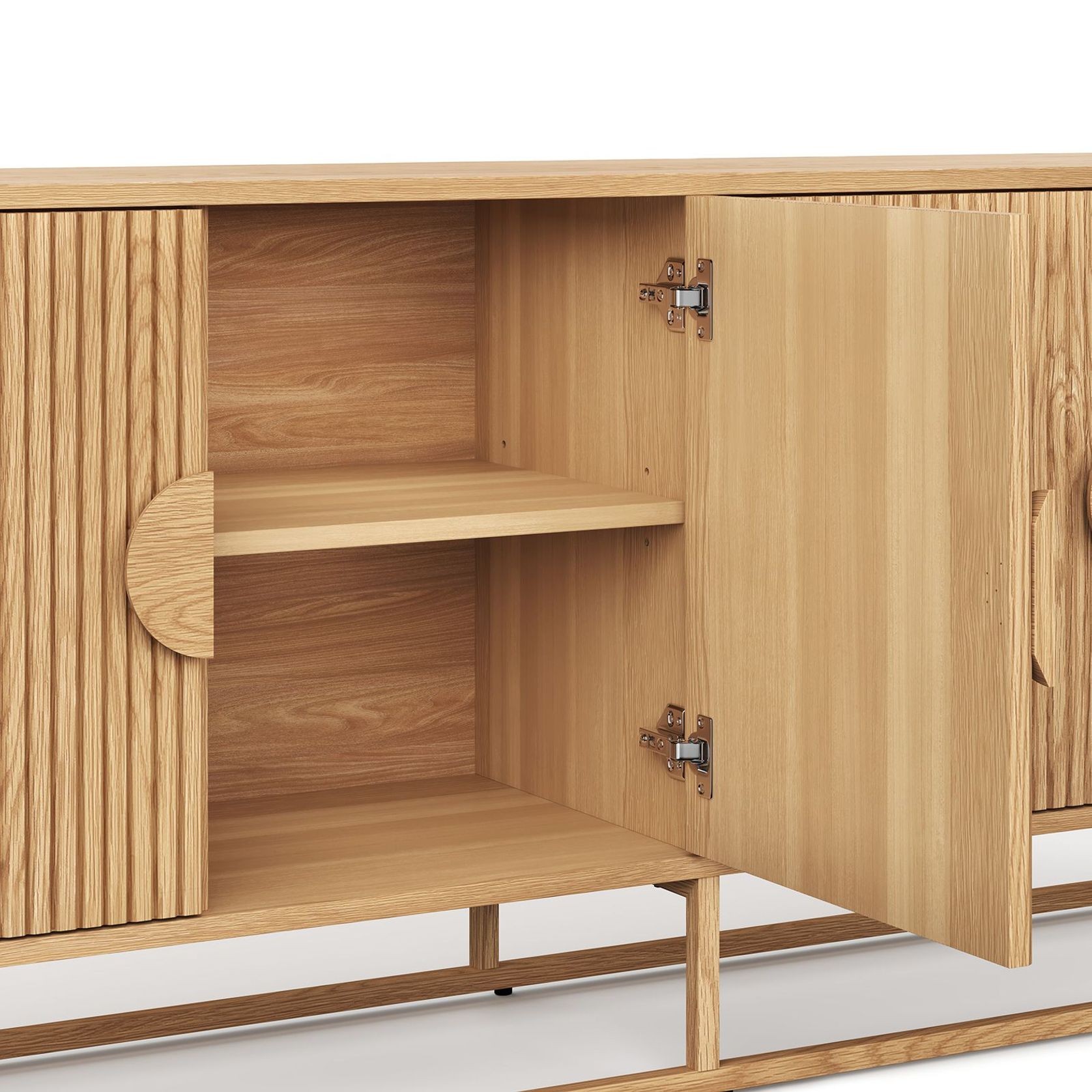 Braxton Ripple Slatted Sideboard | 180cm | Natural Oak gallery detail image