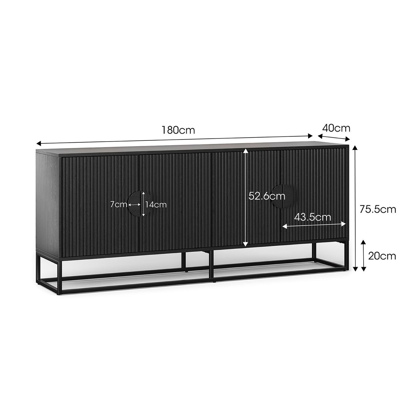 Braxton Ripple Slatted Sideboard | 180cm | Black Oak gallery detail image