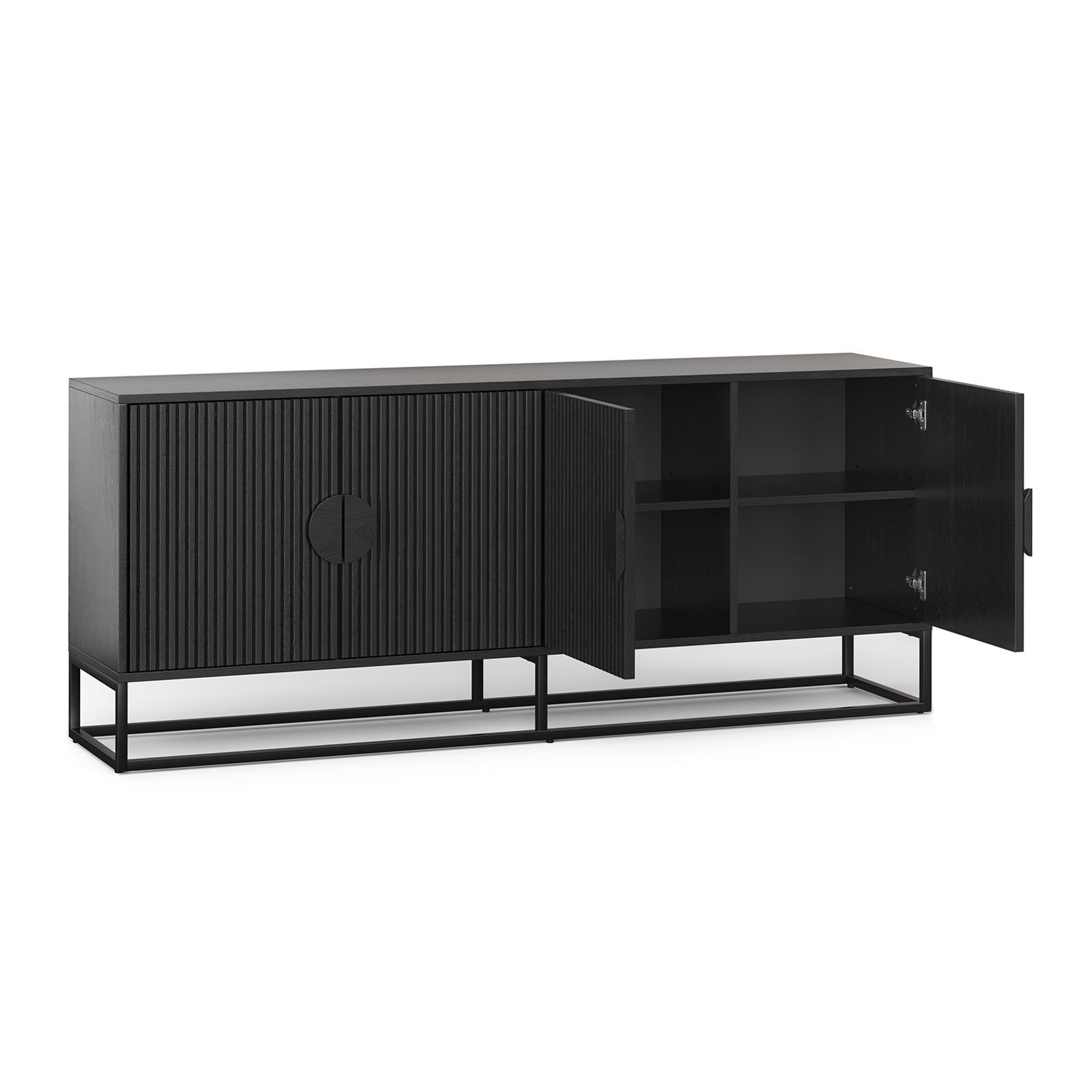Braxton Ripple Slatted Sideboard | 180cm | Black Oak gallery detail image