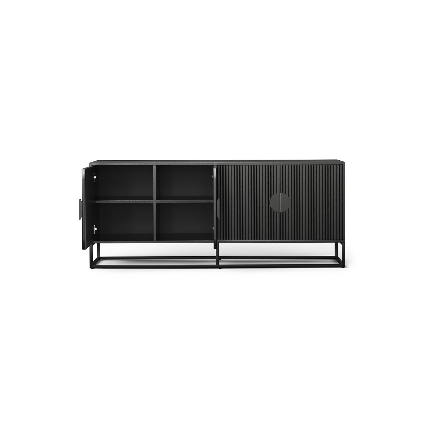 Braxton Ripple Slatted Sideboard | 180cm | Black Oak gallery detail image