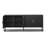 Braxton Ripple Slatted Sideboard | 180cm | Black Oak gallery detail image