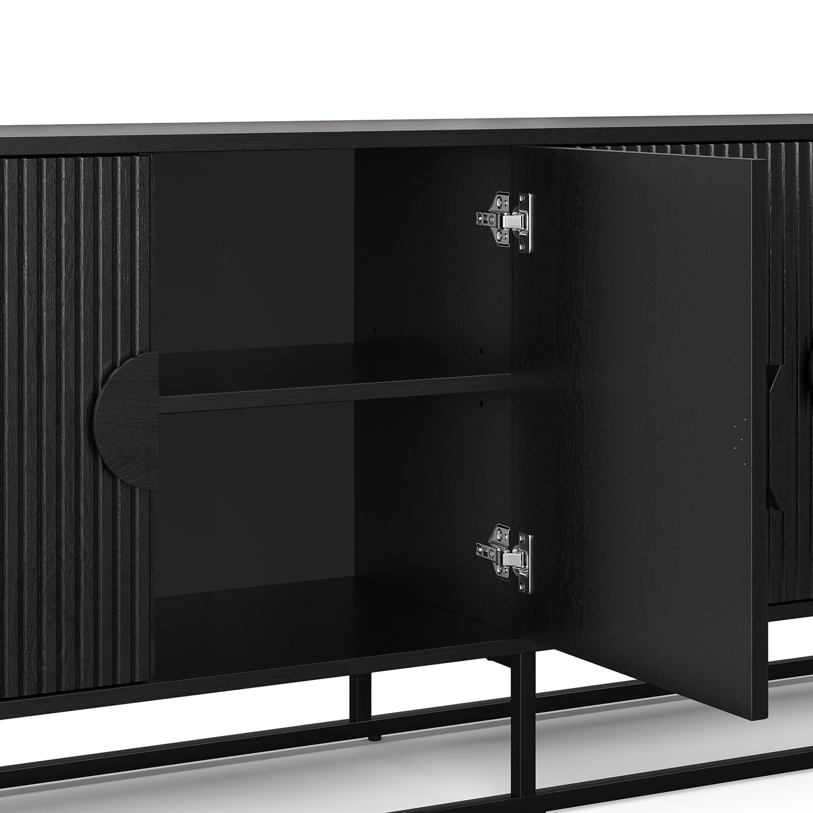 Braxton Ripple Slatted Sideboard | 180cm | Black Oak gallery detail image