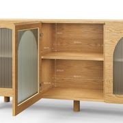 Cove 3 Door Fluted Glass Arch Sideboard Buffet | Natural Oak gallery detail image