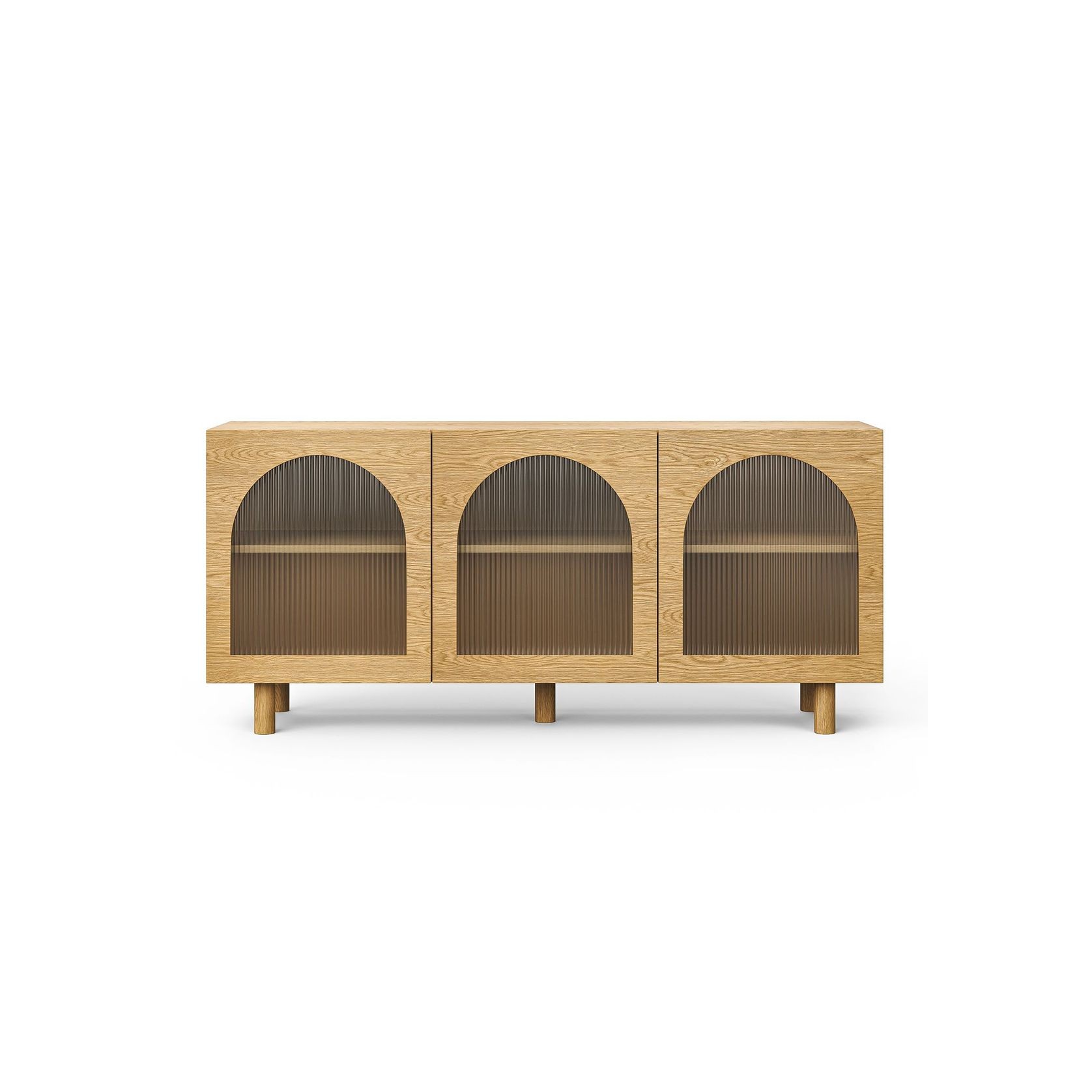 Cove 3 Door Fluted Glass Arch Sideboard Buffet | Natural Oak gallery detail image