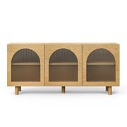Cove 3 Door Fluted Glass Arch Sideboard Buffet | Natural Oak gallery detail image
