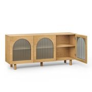 Cove 3 Door Fluted Glass Arch Sideboard Buffet | Natural Oak gallery detail image