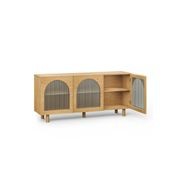 Cove 3 Door Fluted Glass Arch Sideboard Buffet | Natural Oak gallery detail image