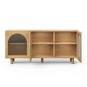 Cove 3 Door Fluted Glass Arch Sideboard Buffet | Natural Oak gallery detail image