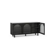 Cove 3 Door Fluted Glass Arch Sideboard Buffet | Black Oak gallery detail image