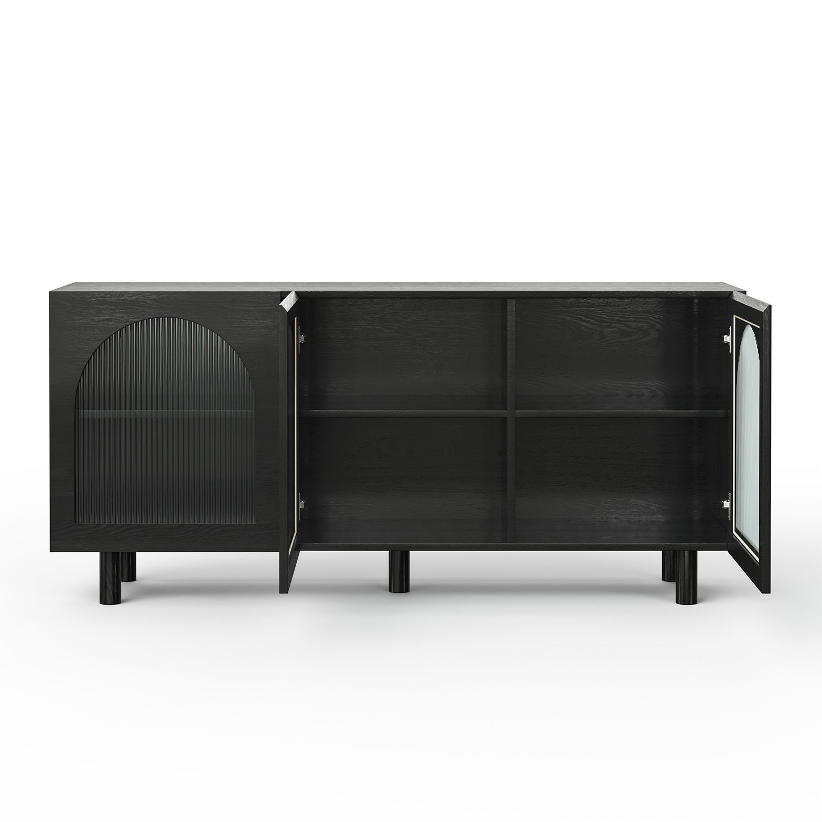 Cove 3 Door Fluted Glass Arch Sideboard Buffet | Black Oak gallery detail image