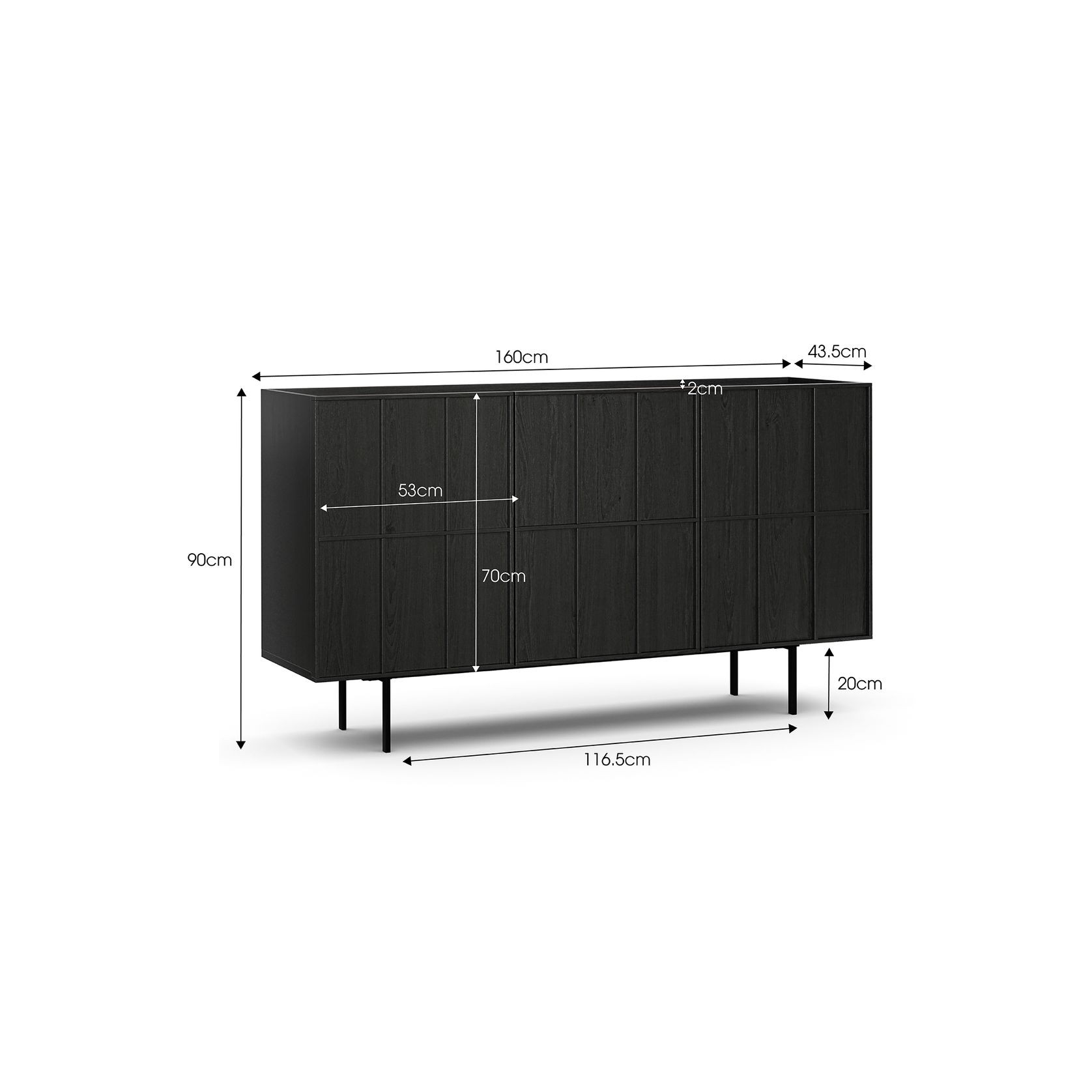 Linea 160cm Sideboard Cabinet Black Oak | L3 Home gallery detail image