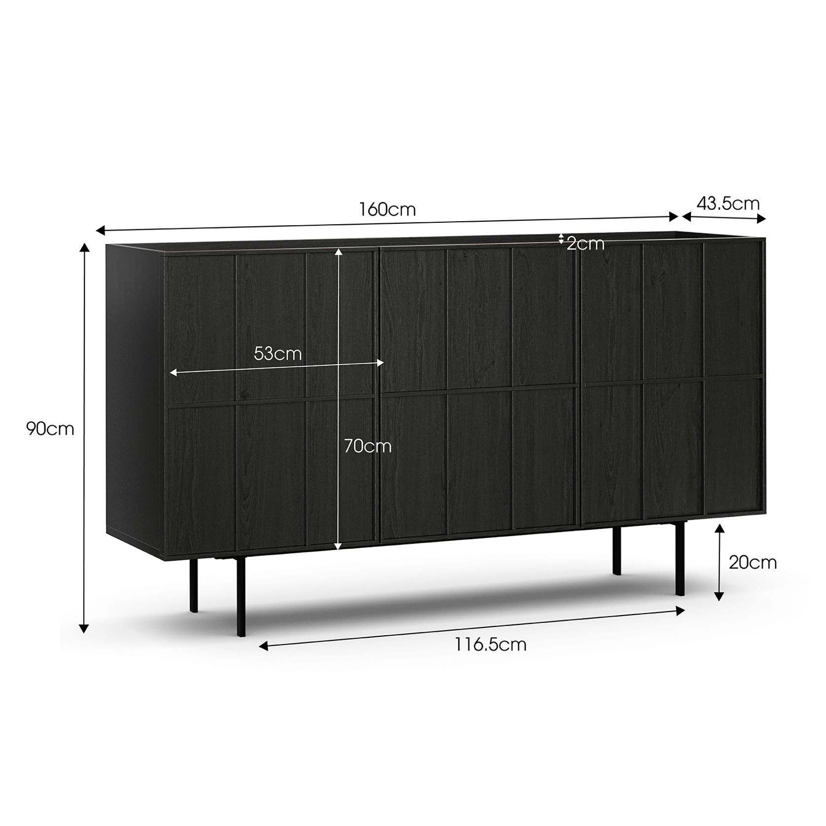 Linea 160cm Sideboard Cabinet Black Oak | L3 Home gallery detail image