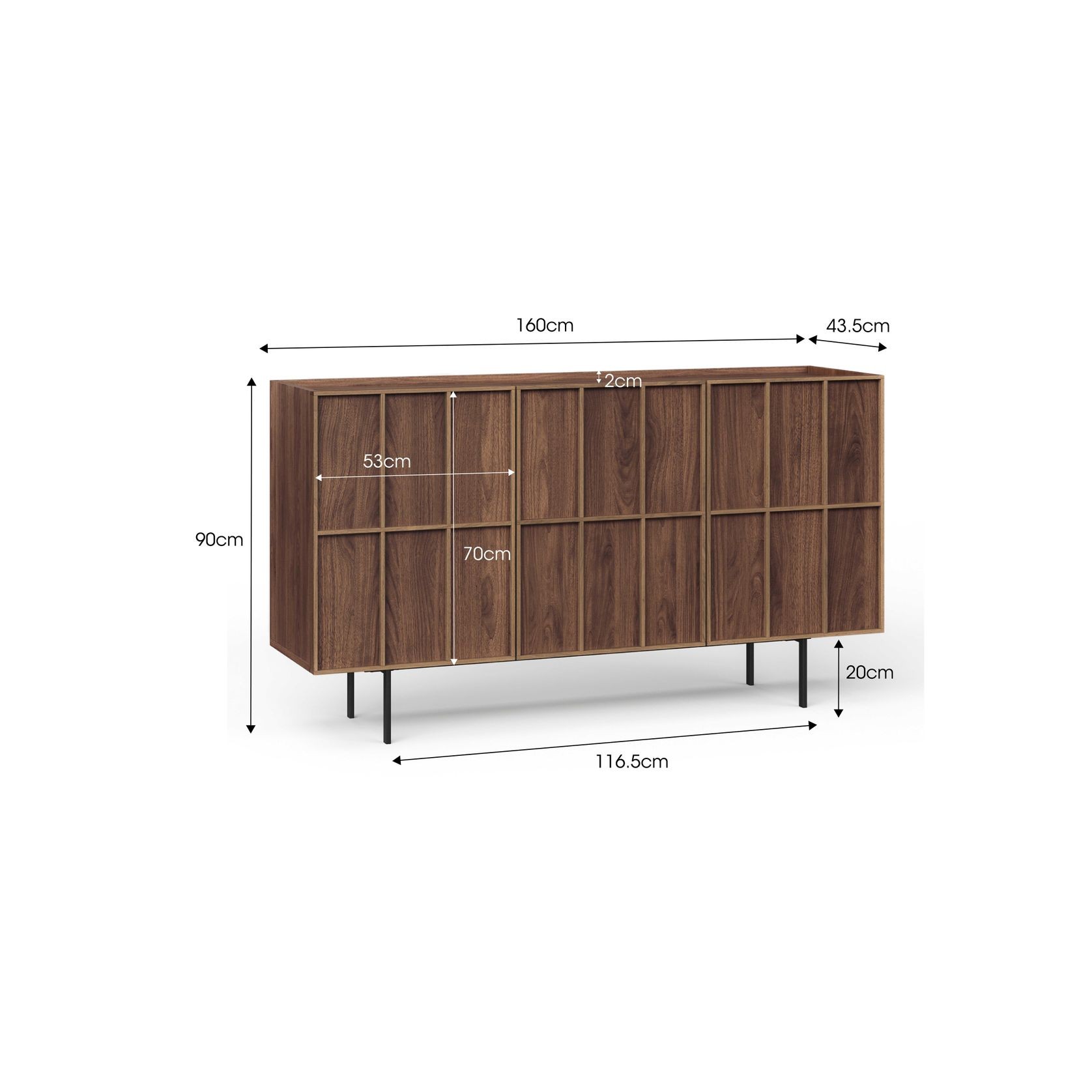 Linea 160cm Sideboard Cabinet | Light Walnut gallery detail image