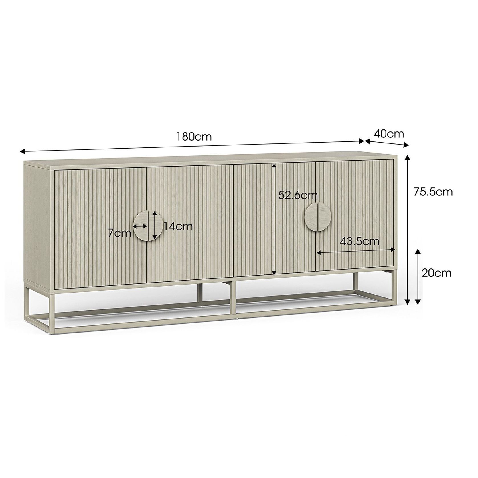 Braxton Ripple Slatted Sideboard | 180cm | Putty gallery detail image